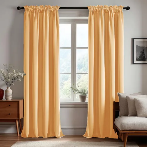 Vista 197 de Deconovo Cortinas opacas, aislamiento térmico, dobladillo para barra, reducción de ruido, certificado Oeko-TEX, cortinas de oscurecimiento