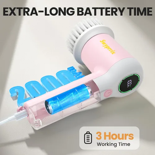 Vista 6 de Electric Spin Scrubber for Bathroom and Shower Cleaning SD-CTB02 2 Speeds Cordless Power Cleaning Brush, 6 Replaceable Brush Heads, IPX7