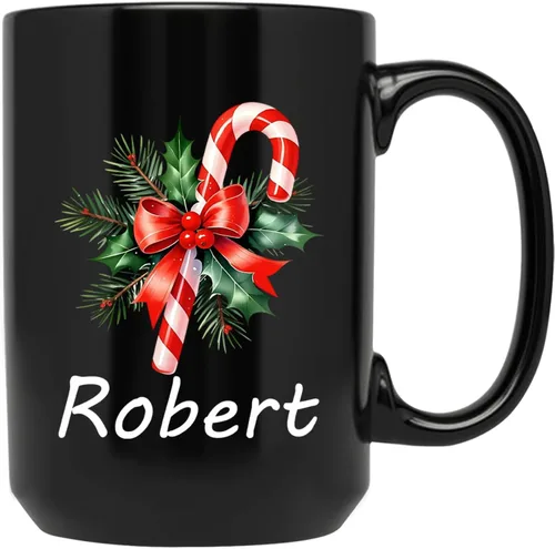 Vista 27 de Taza personalizada con nombre, diseño de muñeco de nieve con nombre, tazas de café de Navidad de muñeco de nieve, regalos personalizados para árbol
