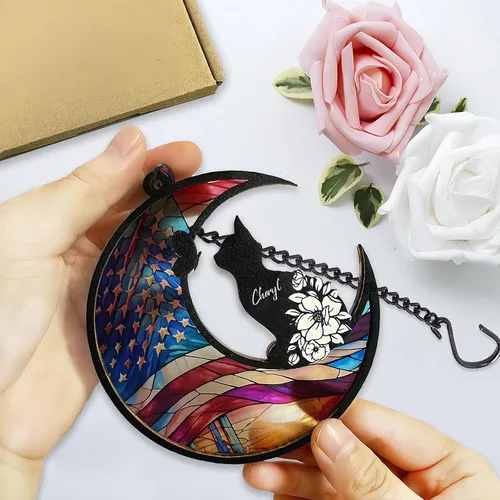 Vista 6 de xrlsg Atrapasoles conmemorativo personalizado con nombre personalizado de razas de gato, adorno de pérdida de condolencias de gatos, regalo