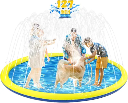 Vista 8 de Almohadilla de Salpicaduras Antideslizante Extra Grande de 107 Pulgadas para Niños y Perros, Piscina Infantil para Perros, Juguetes de Exterior
