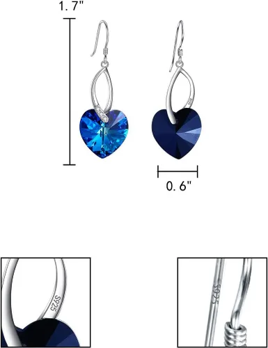 Vista 5 de EleQueen 925 Sterling Silver CZ Hoop Dangle Earrings for Women, Austrian Crystals Jewelry Gift