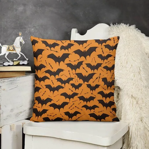 Vista 17 de Funda de almohada de calabaza, fantasma, espeluznante, telaraña, calavera, murciélagos, fundas de almohada decorativas, fundas de almohada rústicas