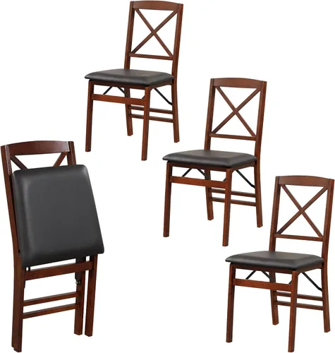 Vista 11 de Giantex Juego de 2 sillas de comedor plegables de madera negra con asiento acolchado, marco de madera maciza, carga máxima de 400 libras, sin