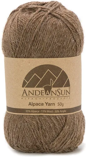 Vista 2 de 3 ovillos de lana de alpaca UMAYO para tejer al crochet y con agujas, 150 gramos, #2, #3 y #5 Brezo Browm