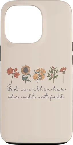Vista 10 de God is Within Her She Will Not Fall Psalms 46:5 Boho Flowers Case for iPhone 17