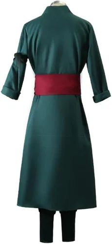 Vista 3 de GWOKDAN Disfraz de cosplay de Roronoas para hombre, bata tipo kimono de anime, uniforme de Halloween con aretes
