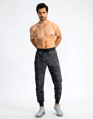 Vista 5 de Pudolla Pantalones deportivos ligeros para hombre, pantalones de entrenamiento para gimnasio y correr con bolsillos con cremallera para atletismo