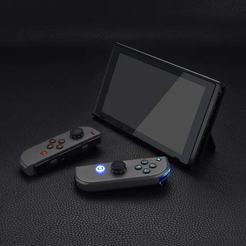 Vista 7 de eXtremeRate 7 Colors 9 Modes NS Joycon DFS LED Kit, Multi-Colors Luminated Black Classical Symbols ABXY Trigger Face Buttons for Nintendo Switch &