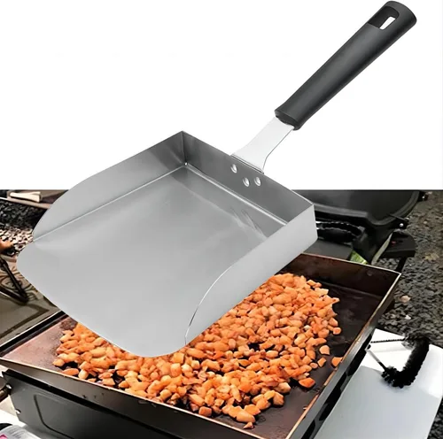 Vista 8 de Cuchara grande para plancha tipo Hibachi Pala de alimentos para arroz frito Mover alimentos para parrilla superior plana accesorios