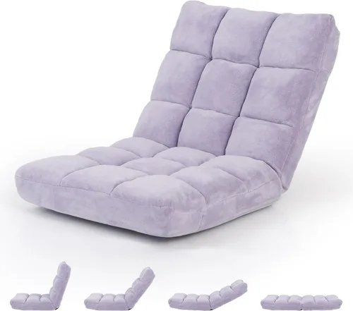 Vista 11 de S AFSTAR Silla de Piso Acolchada, Reclinable Perezosa Acolchada Ajustable de 14 Posiciones con Cómodo Soporte de Espalda y Funda Amigable