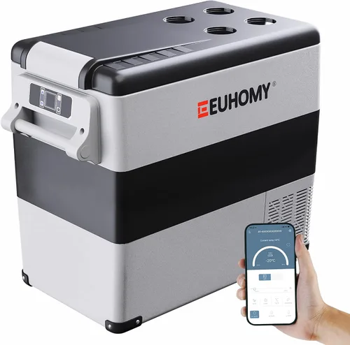 Vista 2 de EUHOMY - Refrigerador de coche (55 litros) + adaptador NOCO 12V y cable de extensión