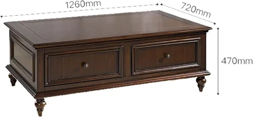 Vista 2 de Mesa auxiliar para sofá de sala de estar, mesa auxiliar clásica de madera con cajón, mesa de centro rústica rectangular de 49.6 pulgadas en nogal