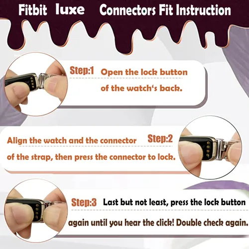 Vista 6 de Bandas de cuero únicas con hebilla de metal en forma de D para Fitbit Luxe