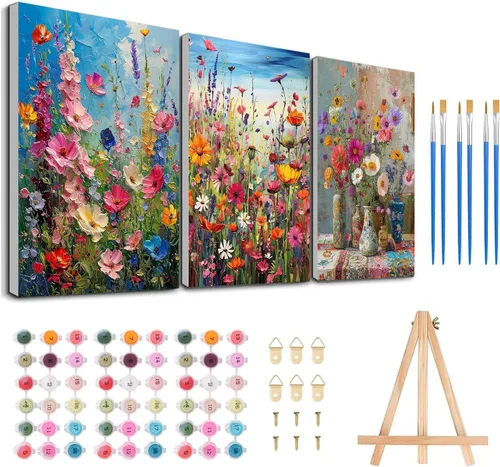 Vista 41 de Meothan Kits de pintura por números para adultos enmarcados, pintura de otoño por números para adultos principiantes, kits de pintura de calabaza