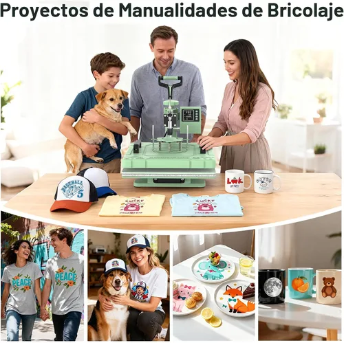 Vista 7 de Slendor - Prensa de calor de 15 x 15 pulgadas, 5 en 1, máquina de prensa de calor con giro de 360 grados, digital, para camisetas, prensa
