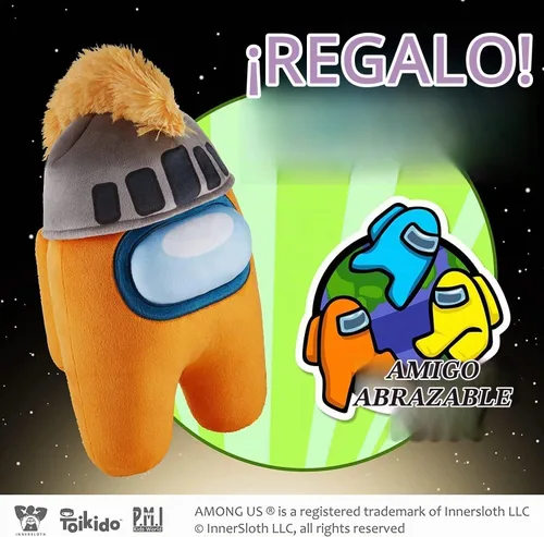 Vista 6 de Among Us Knighted Knight & Unbearable Bear - Muñeca de peluche color marrón y naranja de 12 pulgadas