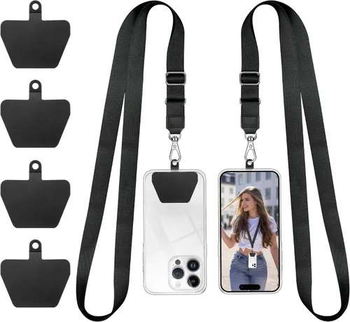 Vista 8 de Doormoon Cordón para teléfono, correa ajustable universal para el cuello, para llaves, insignias de identificación, cordón para teléfono celular