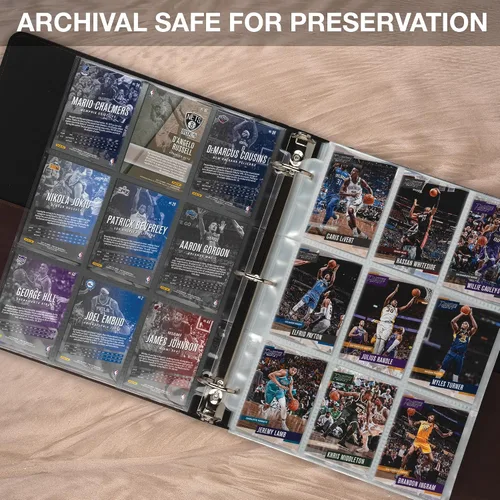 Vista 7 de Samsill Paquete de 40 protectores de páginas de 9 bolsillos, fundas para tarjetas de intercambio, páginas de béisbol para carpeta de 3 anillos