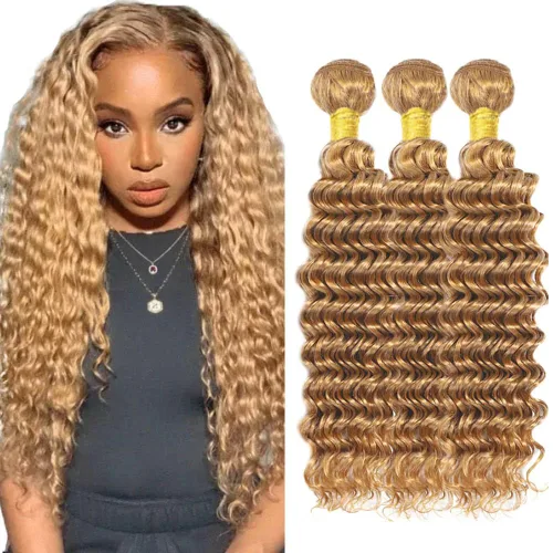 Vista 171 de 300g 1B27 Human Hair Bundles Honey Blonde Bundles Human Hair 10A Brazilian Virgin Remy Hair Extensions 8 10 12 Inch