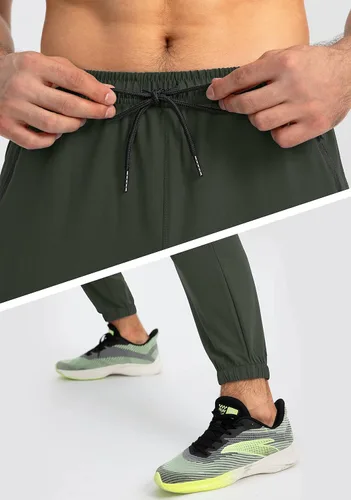 Vista 5 de SANTINY Pantalones deportivos ligeros para hombre, pantalones deportivos para correr, pantalones cónicos para hombre con bolsillos con cremallera