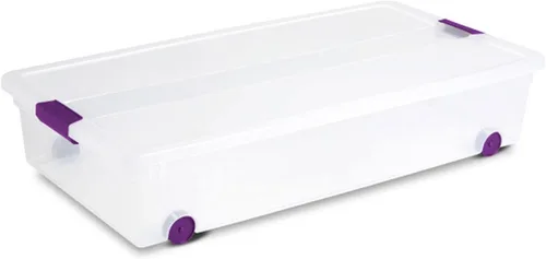 Vista 27 de Sterilite ClearView - Paquete de 4 cajas de cierre ClearView de 60 cuartos de galón, contenedores organizadores con ruedas con tapas de pestillo