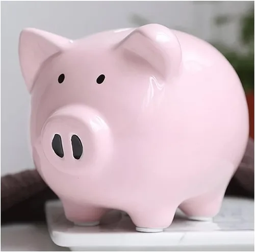 Vista 8 de Alcancía, alcancía decorativa de cerámica para adultos y niños para apreciar un bonito banco de dinero para niños y niñas (azul, blanco, rosa)
