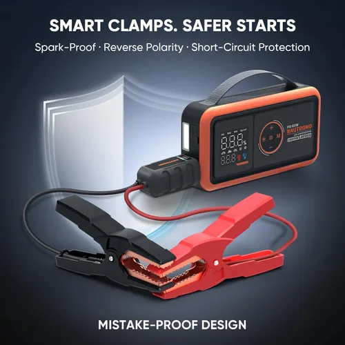 Vista 13 de Arrancador de salto de 24000mAh 4000A con compresor de aire, carga rápida Caja de salto y banco de energía de 88.8 Wh, inflador de parada automática