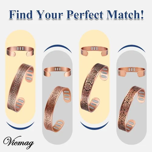 Vista 9 de Vicmag Pulsera de Cobre para Hombres Pulsera Magnética de Fuerza 9X para Hombres 99% Cobre Puro con Imanes de 5000 Gauss, Caja de Presentación
