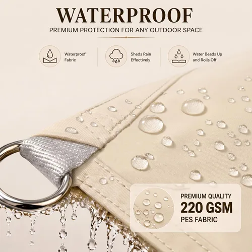 Vista 3 de ColourTree TAPS9.5 - Toldo cuadrado impermeable, parasol de tela con 95% de bloqueo de rayos UV y resistente al agua, para patio, jardín o cochera