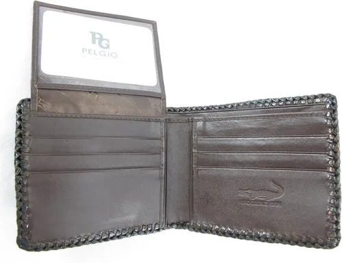 Vista 6 de Pelgio Cartera de piel de cocodrilo genuina hecha a mano de piel de cocodrilo