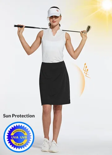 Vista 5 de BALEAF - Falda pantalón corta de 20 pulgadas de longitud hasta la rodilla, falda atlética, modesta, larga, casual, con bolsillos, protección UV