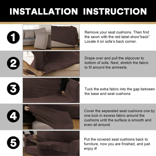 Vista 7 de PrinceDeco - 4 fundas de terciopelo para sofá de 3 cojines, protector suave de muebles con parte inferior elástica antideslizante, fundas de sofá