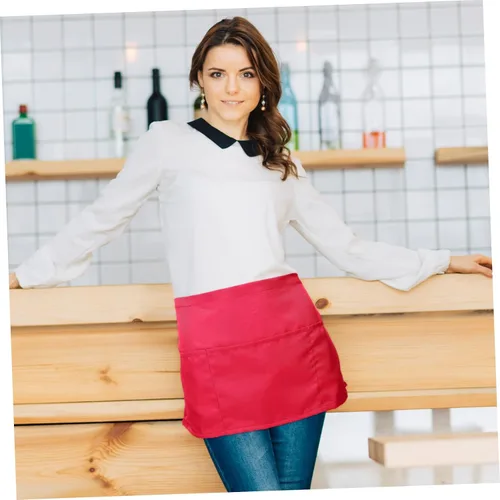 Vista 6 de VALICLUD Half Server Apron with Double Pockets Stain and Water Resistant Kitchen Apron for Chefs and Waitstaff Restaurants and Coffee Shops