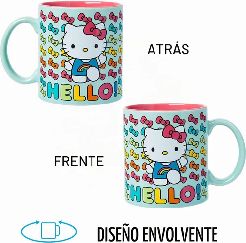 Vista 6 de Silver Buffalo Sanrio Hello Kitty Rainbow Bows, taza de cerámica, 20 onzas