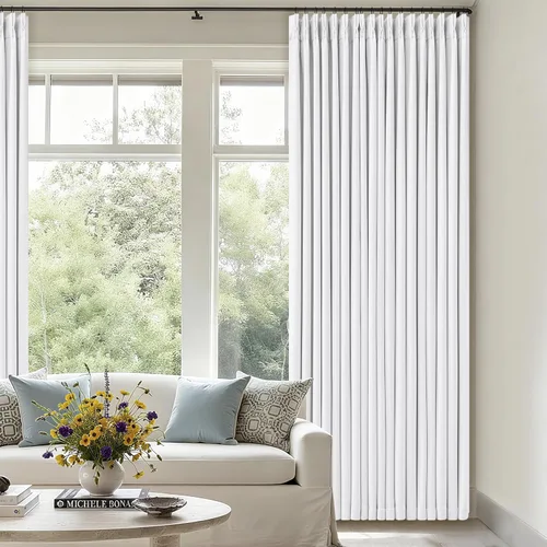 Vista 25 de Juego de 2 paneles de cortinas plisadas negras de 80 pulgadas para sala de estar, cortinas plisadas de lino con forro de 80 pulgadas de largo, 100%