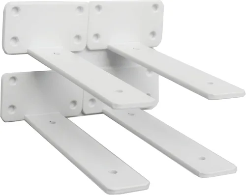 Vista 67 de Paquete de 2 - Soportes de estante en L ocultos negros de 4 pulgadas (1/5 pulgada de grosor) Soportes de estante flotante de hierro Soportes