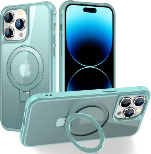 Vista 133 de CHAOFEnG Funda magnética compatible con iPhone 11 con soporte, prueba de caídas de grado militar, compatible con imán, anillo translúcido, parte