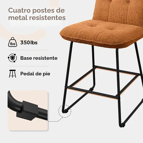 Vista 7 de Ollega Taburetes de bar de 26 pulgadas de altura de mostrador con respaldo, juego de 2, terciopelo marrón