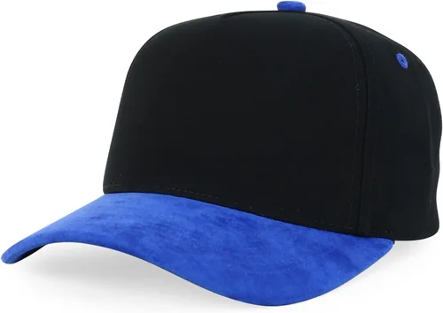 Vista 18 de Trendy Apparel Shop Gorra de béisbol combinada de 5 paneles de algodón y gamuza Piedra real