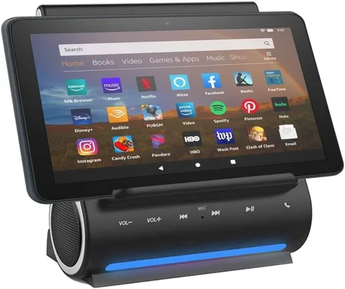 Vista 5 de Cargador inalámbrico de carga rápida, altavoces Bluetooth premium, estación de acoplamiento con micrófono integrado, llamada manos libres, estación