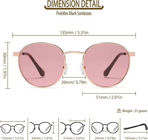 Vista 4 de Freckles Mark Gafas de sol redondas estilo hipster de los años 60 retro estilo vintage de Lennon
