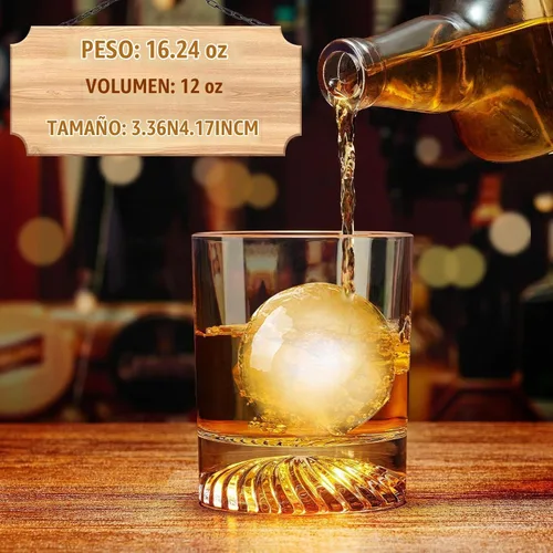 Vista 4 de KITNATS Vasos de Whisky Old Fashioned de Cristal Soplado a Mano, Vasos Rocks, Vasos para Beber Cóctel, Bourbon, Scotch, Ron, Vodka, Licor 12 OZ