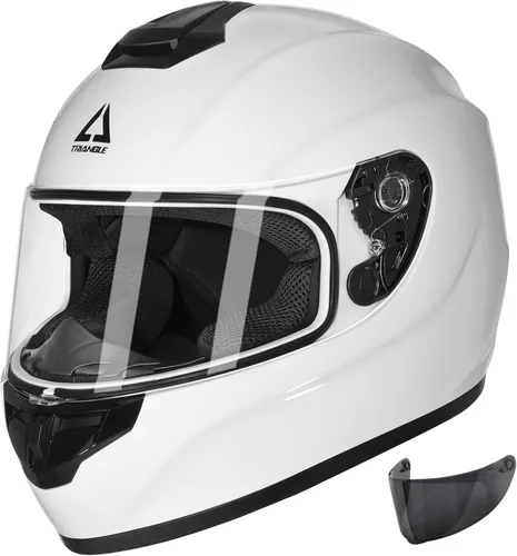 Vista 8 de TRIANGLE Casco de motocicleta de cara completa aprobado por DOT para hombres y mujeres, bicicleta de calle Negro mate