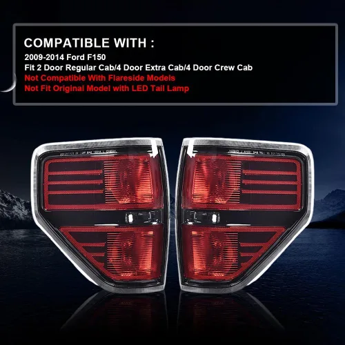 Vista 2 de PIT66 Luces Traseras Ensamble de Lámpara de Luz Trasera, Compatible con Ford F150 2009 2010 2011 2012 2013 2014, Ensamble Trasero de Pickup SVT, 1