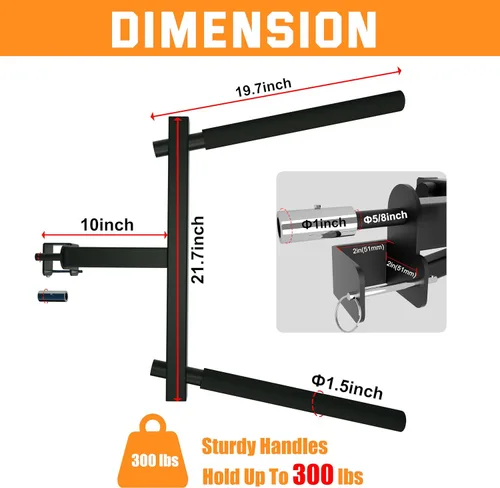 Vista 2 de Accesorio de barra de inmersión mejorado para estante de sentadillas de 2 x 2 pulgadas, accesorio de estante de potencia resistente con orificio