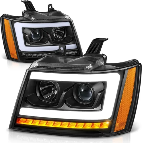 Vista 12 de Auto Dynasty - Juego de faros delanteros LED DRL compatible con 2007-2014 Chevy Tahoe Suburban Avalanche, lámparas de proyector para lado