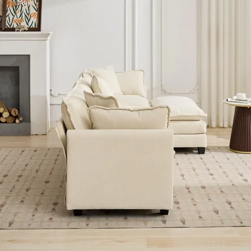 Vista 9 de Sofá Sillones de felpilla transpirable de 150 pulgadas para sala con diseño ergonómico, sofás para sala con modular flexible para espacios de vida