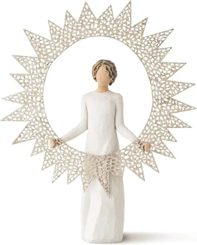 Vista 5 de Willow Tree Song of Joy Tree Topper, figura esculpida pintada a mano Elevated Centerpiece for the Holiday Tree, Cast from a Susan Lordi Original