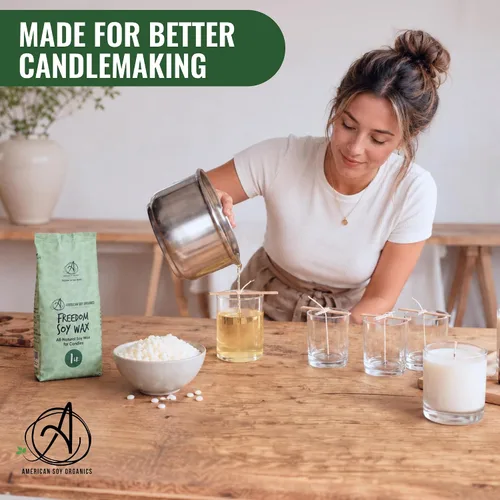 Vista 8 de American Soy Organics - Cuentas de cera de soja Freedom de 1 libra para hacer velas - Cuentas de cera para microondas - Suministros prémium